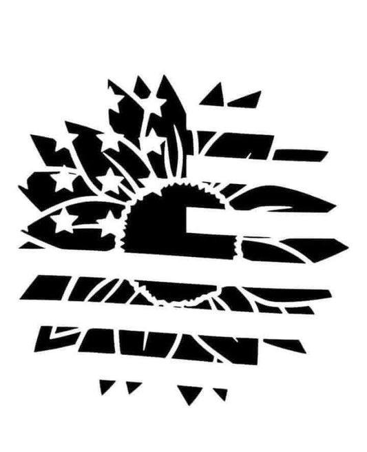 American Flag Sunflower #2 Decal