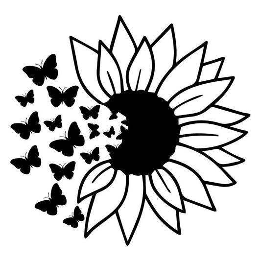 Sunflower Butterfly Decal
